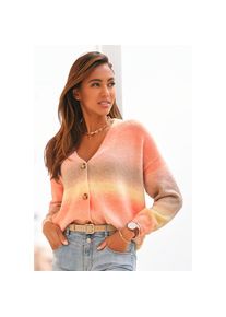 Lascana, Strickjacke mit Farbverlauf, weicher Cardigan, modische Passform, apricot-gelb-braun, 32/34, Strickjacke