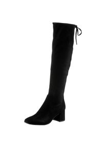 Marco Tozzi , Overkneestiefel, Blockabsatz, Stiefel mit Schnürung am Schaftrand , schwarz , 42 , 42 , Overkneestiefel mit eckiger Karreeform und...