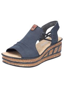 Rieker , Keilsandalette, Sommerschuh, Sandale, Keilabsatz, mit seitlichen Stretchbändern , dunkelblau , 41 , 41 , Sandalette mit modischem Keil