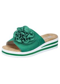 Rieker , Pantolette, Sommerschuh, Poolslide, Strandschuh, Keilabsatz, mit Klettverschluss , smaragd , 43 , 43 , Pantolette mit hübscher...