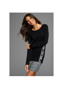 Laura Scott, Damen, Strickkleid mit modischer Zierknopfleiste, schwarz, N-Gr, 46 -N-Gr, schwarz, Feminines Kleid von Laura Scott