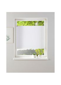 my home , Plissee »KATIA« Lichtschutz ohne Bohren verspannt Fixmaß, Crushed-Optik, uni, monochrom, basic, Klemmträger , weiß , Obermaterial: 100%...