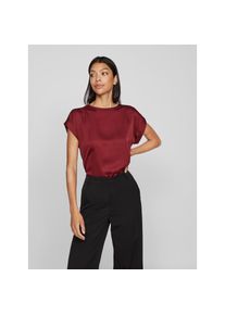 Vila , Kurzarmshirt »VIELLETTE S/S SATIN TOP - NOOS«, Satin Optik , Cabernet , 42 , 42 , Regular Fit Passform: umspielt locker den Oberkörper