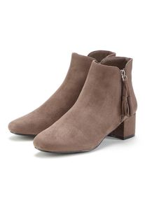 Lascana, Damen, Stiefelette Stiefel, Boots mit bequemem Blockabsatz VEGAN, braun-taupe, 36, braun-taupe, Mit modischen Tassel-Details