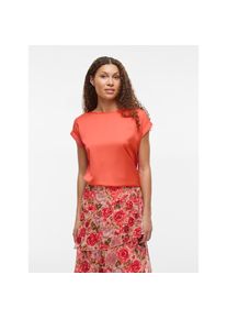Vila , Kurzarmshirt »VIELLETTE S/S SATIN TOP - NOOS«, Satin Optik , Dubarry , 34 , 34 , Regular Fit Passform: umspielt locker den Oberkörper