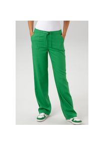 Aniston CASUAL, Damen, Leinenhose mit Bindeband, gr&uuml;n, N-Gr, 44 -N-Gr, gr&uuml;n, Damenhose aus einem leichten Leinen-Mix