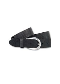 Silbergift, Damen, Lederg&uuml;rtel Schraffiert, Silber-Hufeisenschlie&szlig;e, schwarz, schwarz, Hochwertiges Nappaleder gewalkt