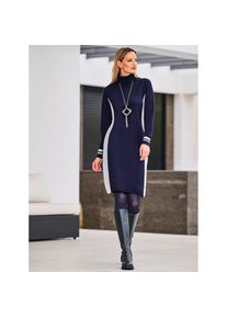 Heine , Strickkleid »Strickkleid« , marine-ecru-gemustert , Normalgrößen , 36 -Normalgrößen , 36 , effektvolle Kontraste mit streckender Wirkung