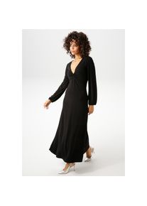 Aniston CASUAL, Damen, Maxikleid mit raffiniertem Knoten am Dekollet&eacute;, schwarz, N-Gr, 44 -N-Gr, schwarz, Kleid aus weich flie&szlig;ender, elastischer Sandy