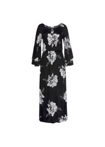 Lascana, Damen, Maxikleid mit Blumenprint und Schulter-Cut-Outs, Sommerkleid mit Schlitz, schwarz-creme-bedruckt, N-Gr, 34 -N-Gr, schwarz-creme-