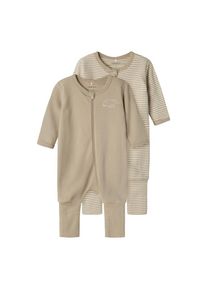 name it , Schlafoverall »NBNNIGHTSUIT 2P ZIP FF Y/D CORE 2 NOOS«, (Packung, 2 tlg.) , Pure Cashmere , N-Gr , 74 -N-Gr , 74 , Schlafanzug von name...