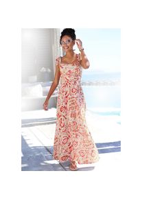 Buffalo , Maxikleid, Alloverprint, Bandeaukleid, sommerlich, verspielt , rosa-rot bedruckt , N-Gr , 36 -N-Gr , 36 , Bandeau-Oberteil mit Trägern...