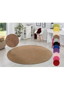 Hanse Home, Teppich &raquo;Fancy&laquo; rund 7 mm H&ouml;he Kurzflor, Weich, Einfarbig, Wohnzimmer, Schlafzimmer, Esszimmer, braun, Kunstfaser, &Oslash; 133 cm 1 Stk. -7 mm, 