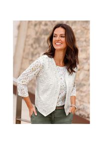 Inspirationen , Damen , Jeansweste , ecru , 38 , 38 , edle Blütenstickerei mit Zierperlen