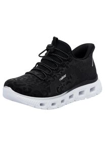 RIEKER Sport, Damen, Slip-On Sneaker , Freizeitsneaker, Schlupfschuh in Leo-Optik, mit MemoSoft-Innensohle, schwarz, 40, schwarz, Ready2GO - Sneaker 