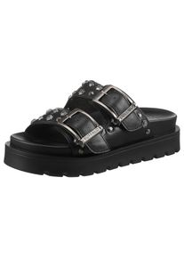 Buffalo , Pantolette »RAYA ARI«, Sommerschuh, Schlappen, Strandschuh mit Nietenverzierung , schwarz , 36 , 36 , Angesagte Pantolette mit...