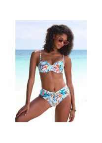 Venice Beach , Bügel-Bandeau-Bikini-Top »Caru«, mit modernem Allover-Print , hellblau-bedruckt , Cup E , 34 -Cup E , 34 , Mit Blätterdruck