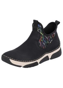 Rieker, Damen, Schlupfboots mit buntem Aufdruck, schwarz, 36, schwarz, Mit zwei Anziehlaschen, zum Schlupfen
