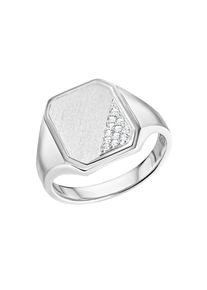 Firetti, Damen, Fingerring &raquo;Schmuck Geschenk Silber 925 Herrenring Silberring Siegelring&laquo; mit Zirkonia (synth.), silberfarben-kristallwei&szlig;, 