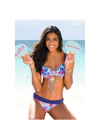 Venice Beach , Bügel-Bikini-Top »Summer«, mit Doppelträgern , türkis-bedruckt , Cup F , 38 -Cup F , 38 , Verstellbare Doppelträger