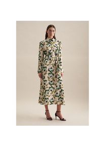 Seidensticker , Sommerkleid »Schwarze Rose«, Langarm Kragen Druck , grün , Normalgrößen , L (40) -Normalgrößen , L (40) , Passform: Regular