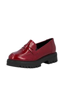 Rieker , Loafer Slipper, Halbschuh, Schlupfschuh, Businessschuh in Lack-Optik , rot , 39 , 39 , Modischer Loafer mit Zierriegel in schmaler Form