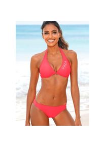 Venice Beach , Bügel-Bikini, mit kontrastfarbigen Schriftzug , coral , Cup F , 38 -Cup F , 38 , In verschiedenen Trendfarben