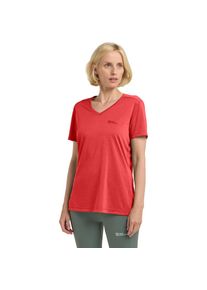 Jack Wolfskin, Damen, V-Shirt &raquo;CROSSTRAIL T WOMEN&laquo;, vibrant-red, L (42/44), vibrant-red, Seidig-k&uuml;hle Oberfl&auml;che