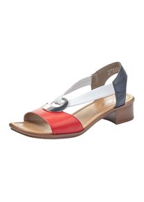 Rieker , Sandalette, Sommerschuh, Sandale, Blockabsatz, mit Stretchband , rot-kombiniert , 39 , 39 , Elegante Sandalette mit Schmuckelement