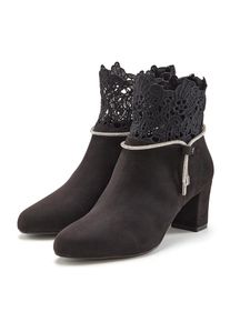 Lascana, Damen, Stiefelette mit elegantem Spitzenbesatz, Stiefel, Boots, schwarz, 40, schwarz, Stiefelette mit elegantem Spitzenbesatz & modischem 