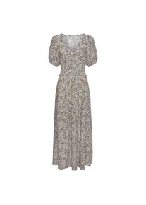Vivance, Damen, Maxikleid mit Bl&uuml;mchendruck und V-Ausschnitt, luftiges Sommerkleid, grau-bedruckt, N-Gr, 34 -N-Gr, grau-bedruckt, Tiefer V-Ausschnitt