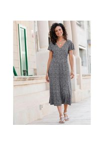 Inspirationen , Damen , Jerseykleid »Jersey-Kleid« , schwarz-weiß-bedruckt , Normalgrößen , 46 -Normalgrößen , 46 , aus Viskose (ECOVERO)