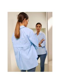 Heine , Damen , Hemdbluse , weiß-hellblau-gestreift , 48 , 48 , modisches Streifen-Dessin