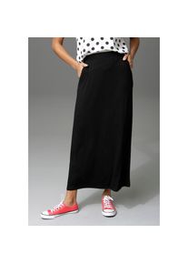 Aniston CASUAL, Damen, Maxirock im Marine Look, schwarz, 34, schwarz, Damenrock aus elastischer Jersey Qualit&auml;t