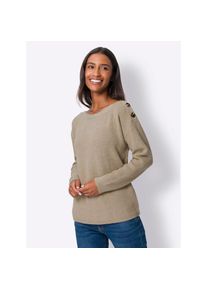 Heine , Damen , Strickpullover »Pullover« , beige-meliert , 36 , 36 , weiter geschnittener Rundhals-Ausschnitt