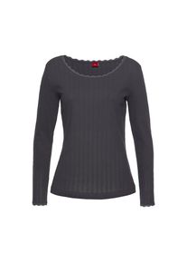 s.Oliver, Damen, Pyjamaoberteil aus Ajour-Strick, graphit, 40/42, graphit, Verspieltes Schlafshirt aus Ajour-Strick