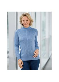 Classic Basics , Damen , Stehkragenpullover »Stehkragen-Pullover« , himmelblau , 54 , 54 , mit Zopfmuster vorne