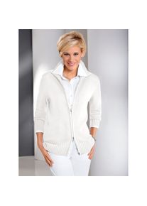 Casual Looks , Strickjacke , wollweiß , 52 , 52 , Strickjacke mit Rippabschlüsse an Ärmel und Saum
