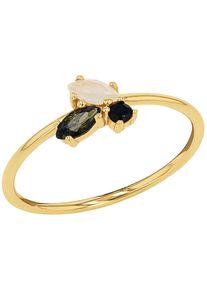 Amor , Fingerring »2037257/-58/-59/-60/-61«, mit Glasstein, Zirkonia (synth.) , gelbgoldfarben-schwarz-grün-kristallweiß +...