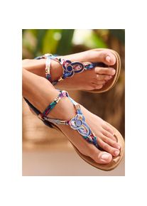 Lascana, Damen, Zehentrenner Sandale, Pantolette mit Stretcheinsatz, blau, 38, blau, Modischer Zehentrenner im Flecht Design