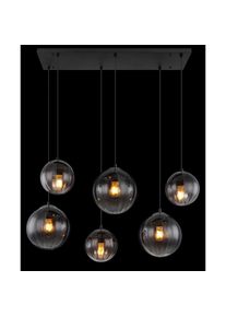 Globo, Pendelleuchte, Hängeleuchte Metall Schwarz Matt, 6xe27 (E27)