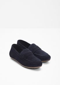 Loafers av mocka - bl&aring; - storlek 41 - bonprix