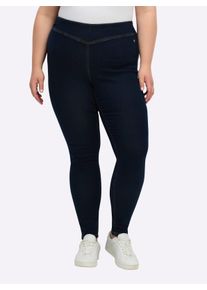 sheego Dames Skinny jeans met brede comfortband in dark-blue ,maat 40, Witt, 56% Katoen, 19% Polyester, 14% Lyocell, 10% Viscose, 1% Elastan