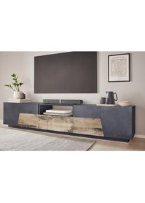 Inosign, Lowboard &raquo;ALIEN- TV-Board, mit 4 T&uuml;ren, 1 Schublade und 1 offenes Fach&laquo; TV-Kommode Breite ca. 220 cm "Made in Italy", schiefer-ahorn pereira,