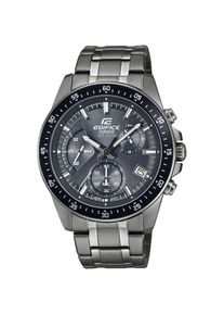 CASIO EDIFICE, Damen, Chronograph Quarzuhr, Armbanduhr, Herrenuhr, Stoppfunktion, bis 10 bar wasserdicht, schwarz-grau-silberfarben, schwarz-grau-