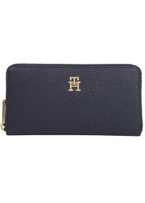 Tommy Hilfiger, Damen, Geldb&ouml;rse &raquo;TH EMBLEM LARGE ZA&laquo; mit TH-Emblem vorne, DW6 Space Blue, DW6 Space Blue, Aus POLYURETHANE (100%)