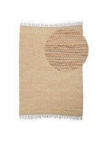 CarpetFine, Teppich &raquo;Kelim Chindi uni, auch als L&auml;ufer&laquo; rechteckig 5 mm H&ouml;he Wendeteppich, reine Baumwolle, handgewebt, Uni-Farben, mit Fransen, Beige