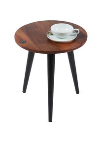 Tom Tailor HOME , Beistelltisch »T-WOOD TABLE SMALL«, Beistelltisch mit Knopfdetail, dunkles Mangoholz und schwarze Beine , natur/schwarz