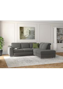 Sit & More sit&more , Ecksofa »Dundee L-Form«, mit Federkern und Edelstahlfüßen, wahlweise mit Kopfteilverstellung , grau