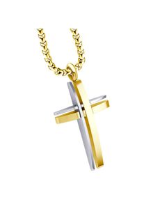 Firetti, Damen, Kette mit Anh&auml;nger &raquo;Schmuck Geschenk Kreuz&laquo;, edelstahlfarben-gelbgoldfarben, edelstahlfarben-gelbgoldfarben, Auffallend sch&ouml;ne Kette 
